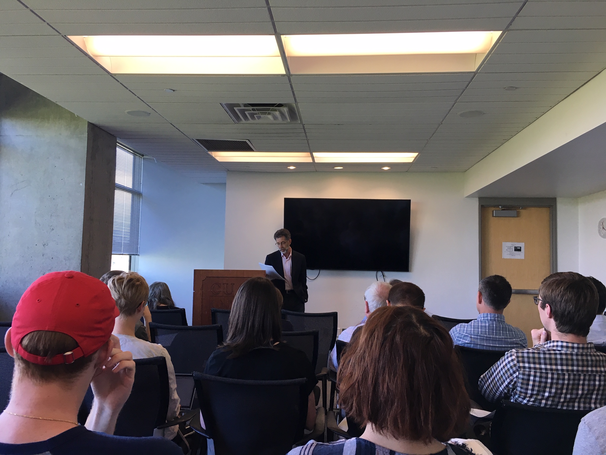 Robert Levine giving a lecture at Catholic U.