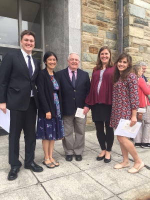 Brian at the PBK ceremony, with Drs. Okuma, Johnson, and Murton, and Rachel Moore