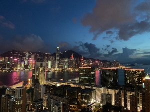 Skyline of Hong Kong at night