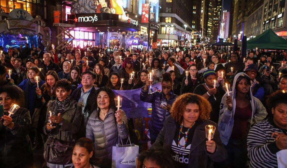 Meghan at a candlelight vigil in New York