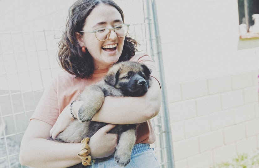 Irene Wilson with puppy 